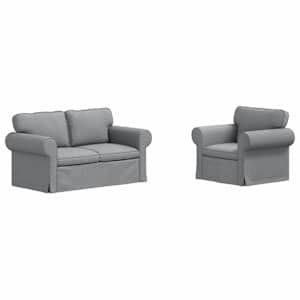Set pohovek 2 pcs Světle šedá 155 x 82 x 80 cm textil - obrázek 2