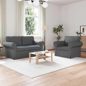 Set pohovek 2 pcs Tmavě šedá 155 x 82 x 80 cm textil - obrázek 1