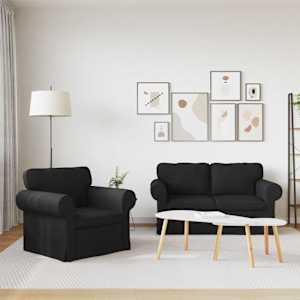 Set pohovek 2 pcs Černá 155 x 82 x 80 cm textil - obrázek 3