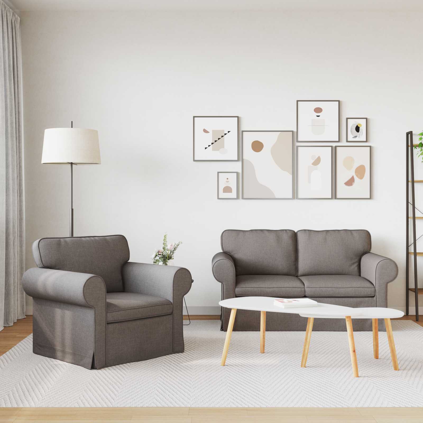 vidaXL Bank 2 pcs Taupe Metaal