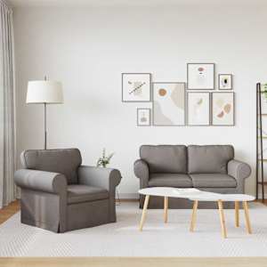 Set pohovek 2 pcs Taupe 155 x 82 x 80 cm textil - obrázek 3