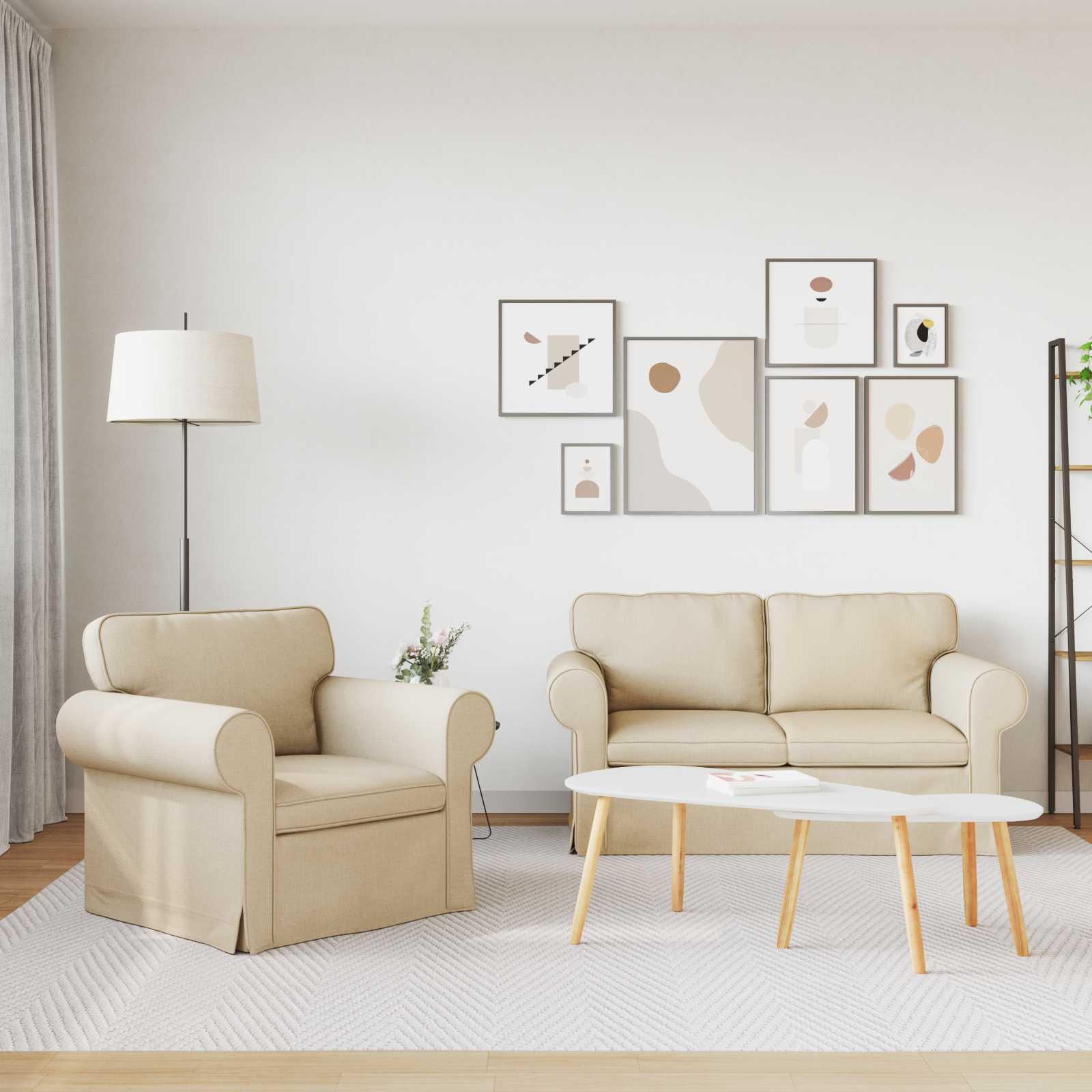 vidaXL Bank 2 pcs Cr&egrave;me Metaal