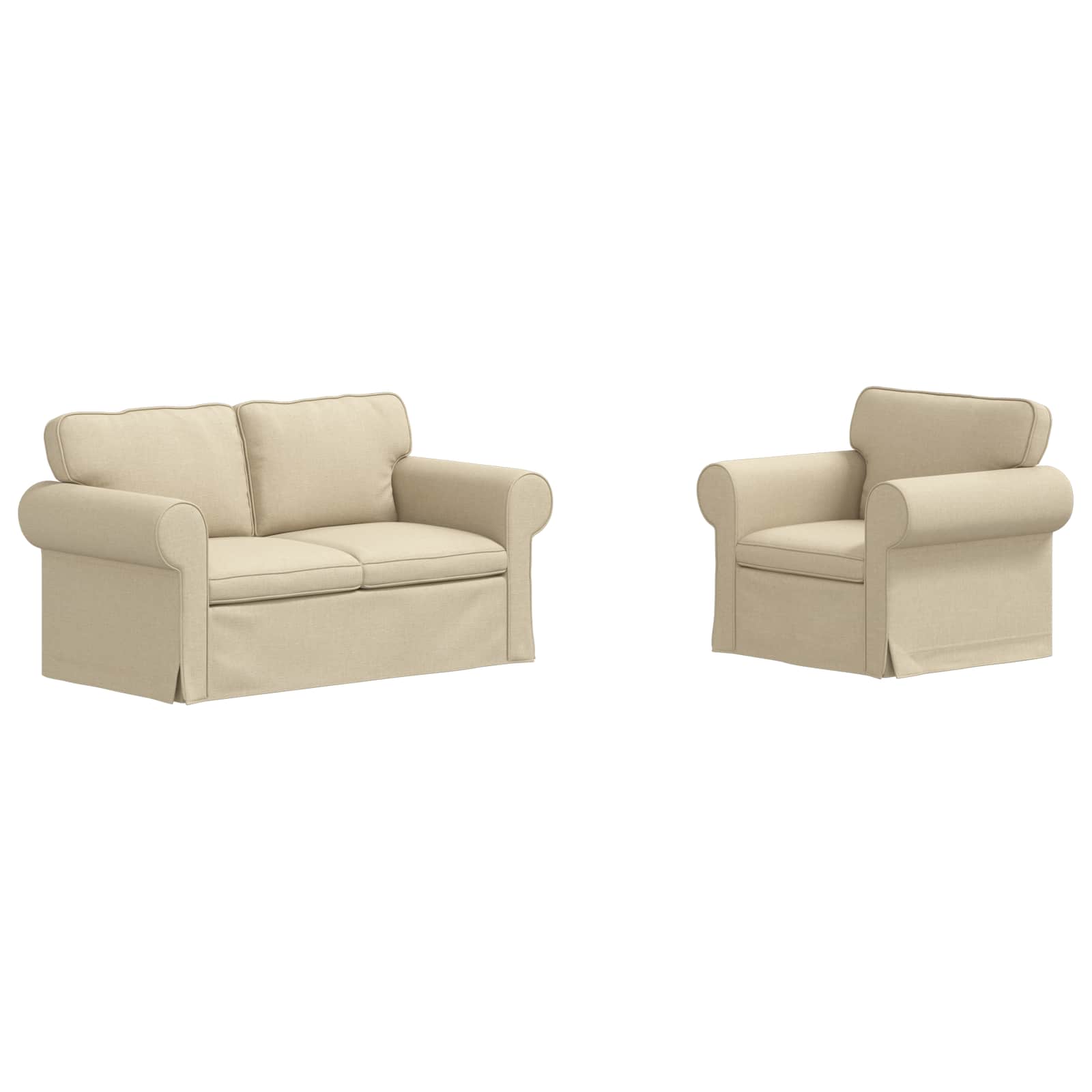 Thumbnail - vidaXL Sofa 2 pcs Creme 155 x 82 x 80 cm Stoff