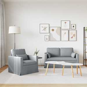 Set pohovek 2 pcs Světle šedá 139 x 78 x 80 cm textil - obrázek 3
