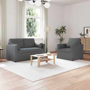 Set pohovek 2 pcs Tmavě šedá 139 x 78 x 80 cm textil - obrázek 1