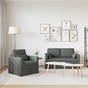 Set pohovek 2 pcs Tmavě šedá 139 x 78 x 80 cm textil - obrázek 3