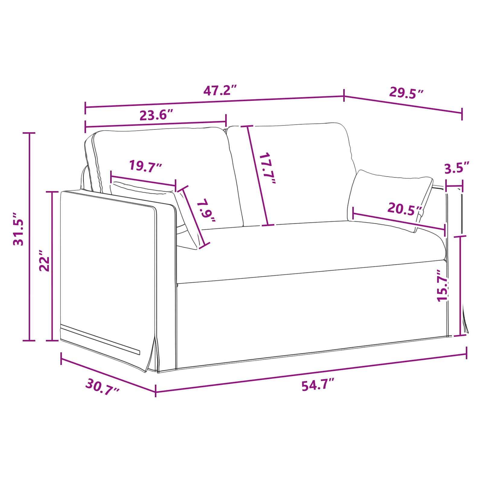 Kavč 2 pcs Temno siva - slika 12