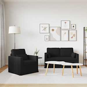 Set pohovek 2 pcs Černá 139 x 78 x 80 cm textil - obrázek 3