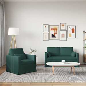 Set pohovek 2 pcs Tmavě zelená 139 x 78 x 80 cm textil - obrázek 3