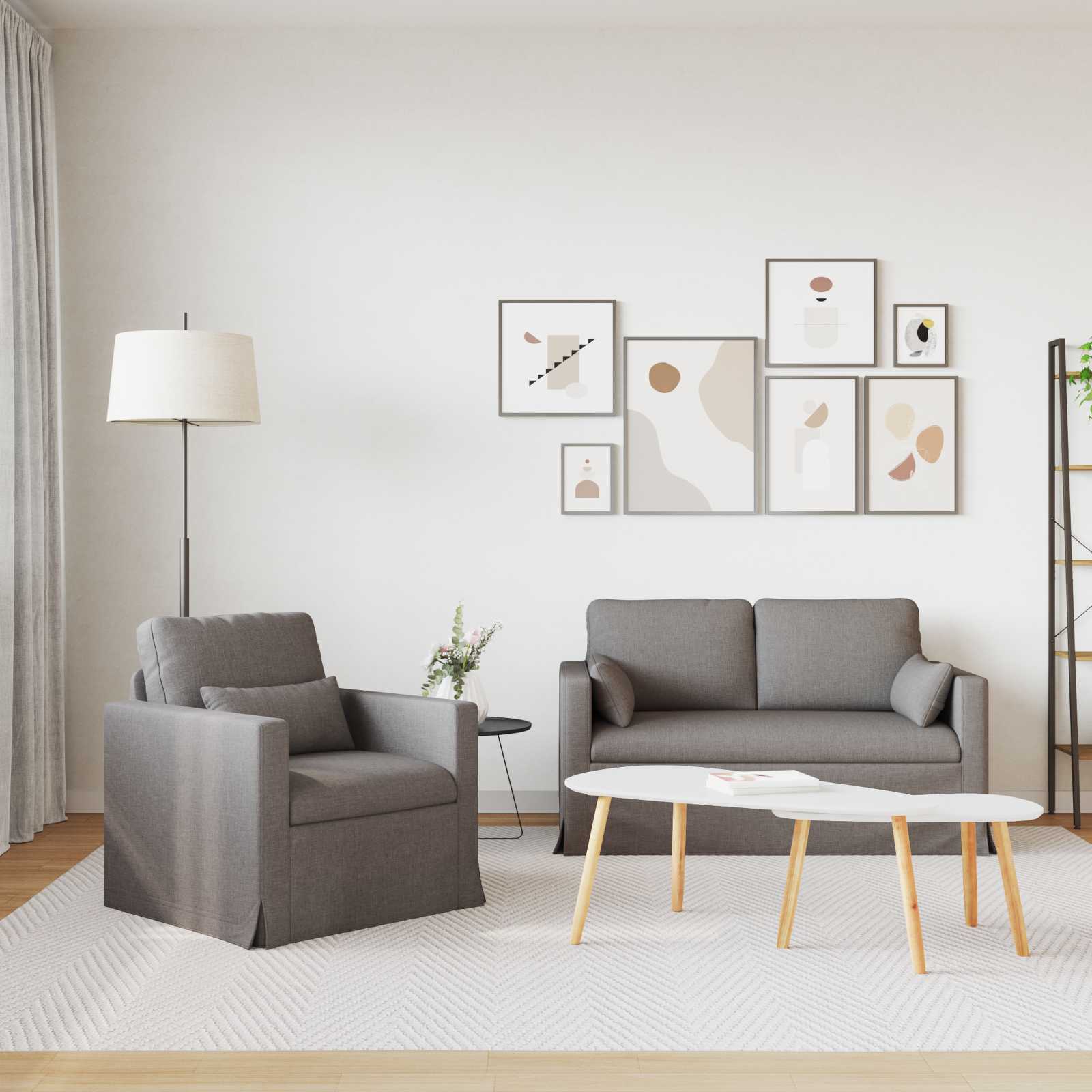 vidaXL Bank 2 pcs Taupe Metaal