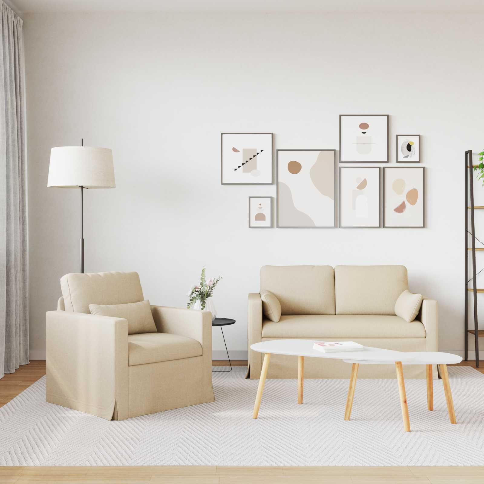 vidaXL Bank 2 pcs Cr&egrave;me Metaal