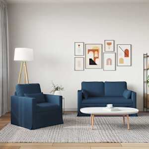 Set pohovek 2 pcs Modrá 139 x 78 x 80 cm textil - obrázek 3
