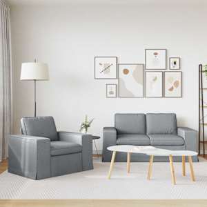 Set pohovek 2 pcs Světle šedá 182 x 80 x 82 cm textil - obrázek 3