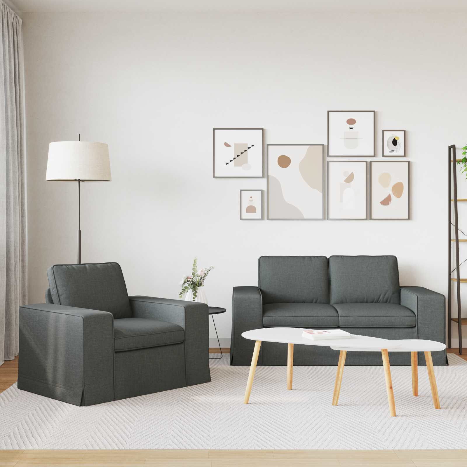 vidaXL Bank 2 pcs Donkergrijs Metaal