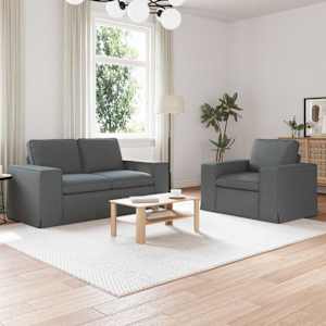 Set pohovek 2 pcs Tmavě šedá 182 x 80 x 82 cm textil