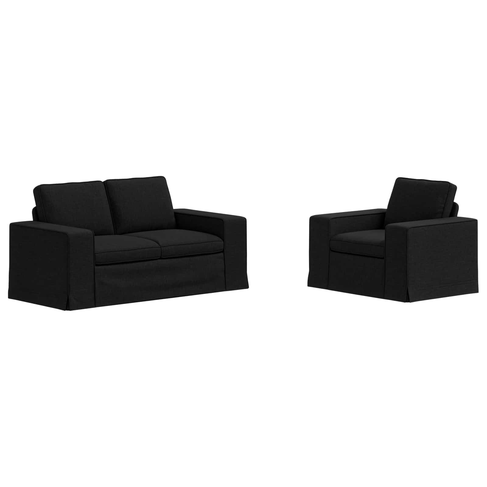 Thumbnail - vidaXL Sofa 2 pcs Schwarz 182 x 80 x 82 cm Stoff