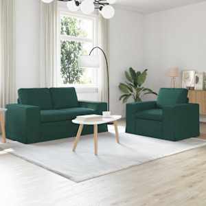 Set pohovek 2 pcs Tmavě zelená 182 x 80 x 82 cm textil - obrázek 1