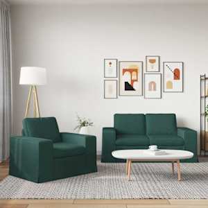 Set pohovek 2 pcs Tmavě zelená 182 x 80 x 82 cm textil - obrázek 3