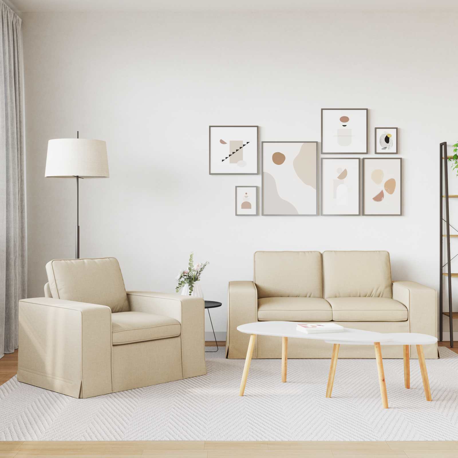 vidaXL Bank 2 pcs Cr&egrave;me Metaal