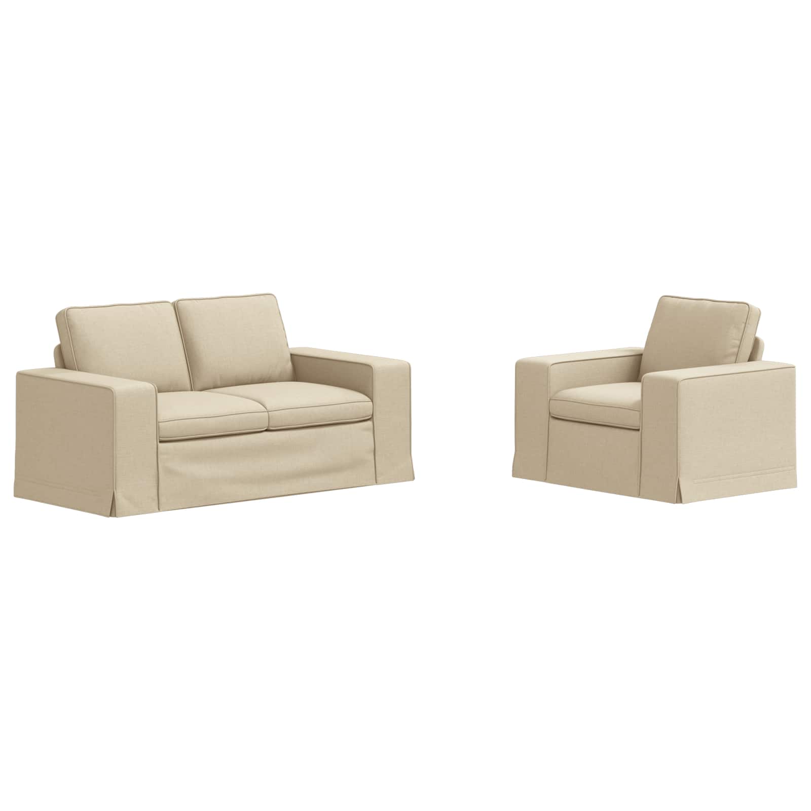 Thumbnail - vidaXL Sofa 120cm 2 pcs Creme Metall