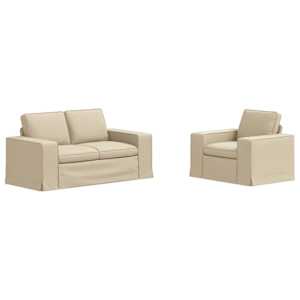 Set pohovek 2 pcs Krémová 182 x 80 x 82 cm textil - obrázek 2