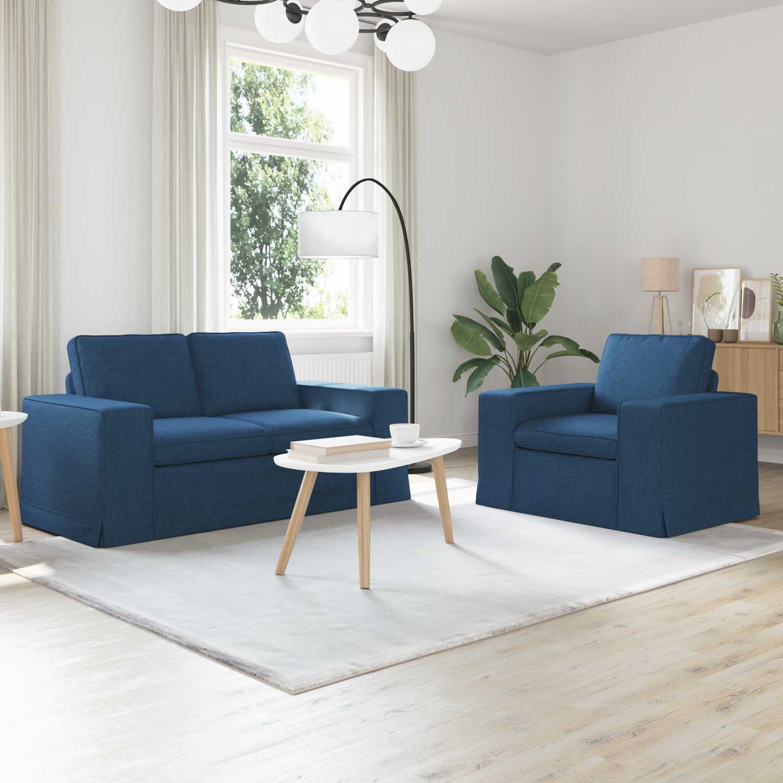 vidaXL Sofa 2 pcs Blau 182 x 80 x 82 cm Stoff