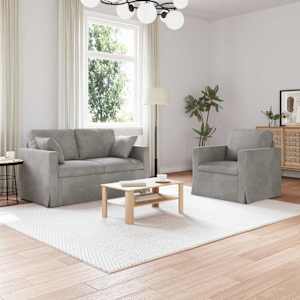 Set pohovek 2 pcs Světle šedá 138 x 78 x 80 cm samet - obrázek 1
