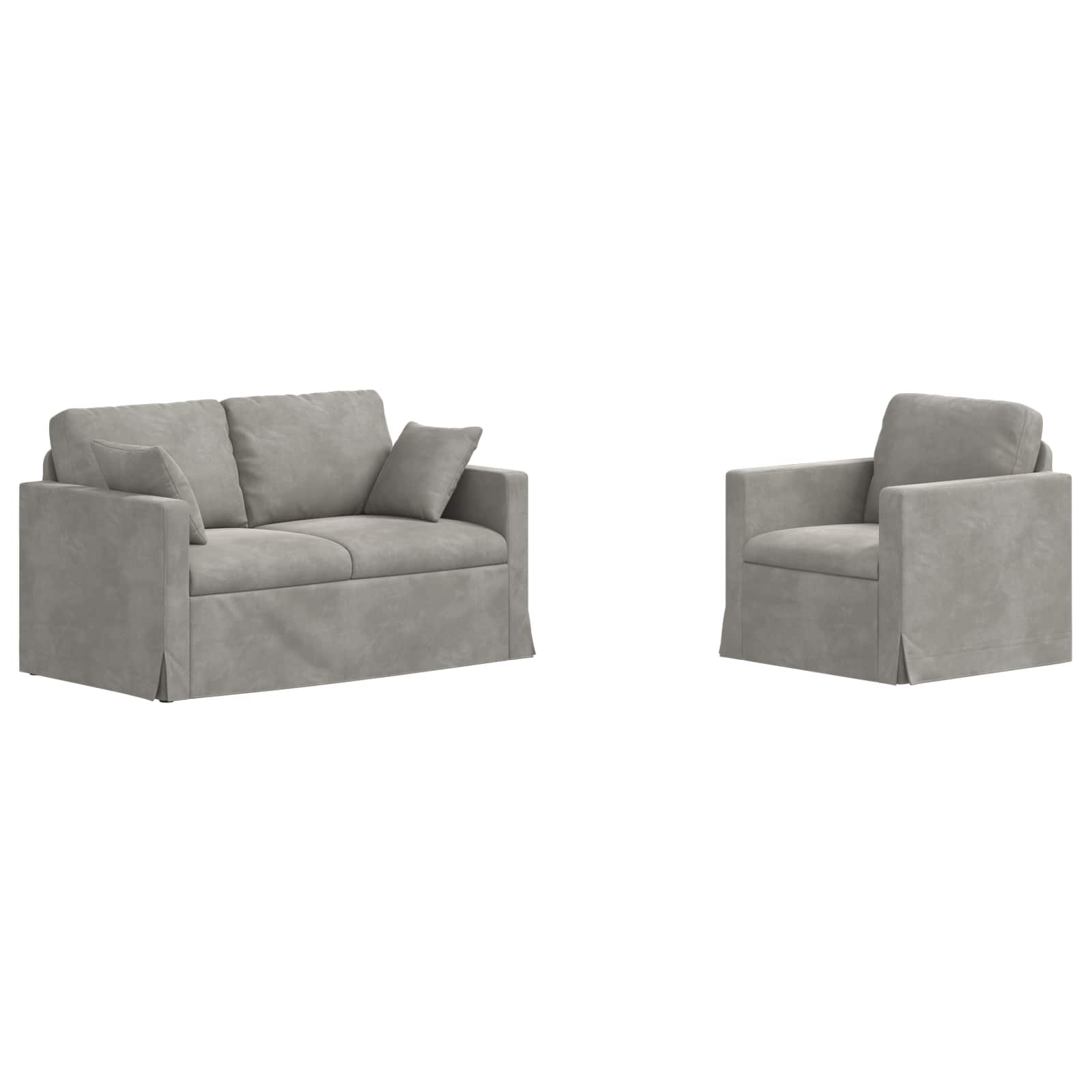 Thumbnail - vidaXL Sofa Set 2 pcs Hellgrau 138 x 78 x 80 cm Samt