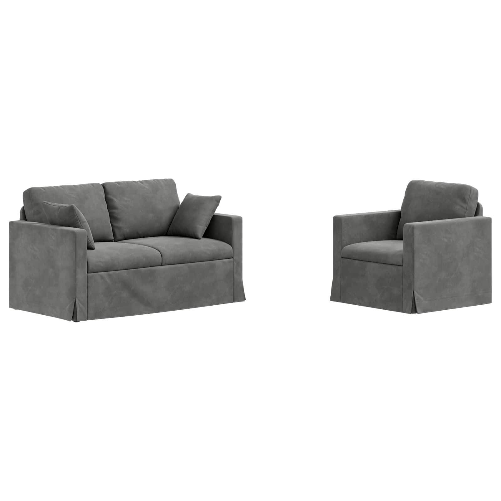 Thumbnail - vidaXL Sofa 2 pcs Dunkelgrau 138 x 78 x 80 cm Samt