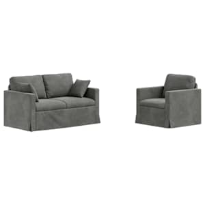 Set pohovek 2 pcs Tmavě šedá 138 x 78 x 80 cm samet - obrázek 2