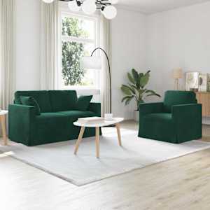 Set pohovek 2 pcs Tmavě zelená 138 x 78 x 80 cm samet - obrázek 1