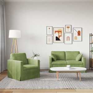 Set pohovek 2 pcs Světlá zelená 138 x 78 x 80 cm samet - obrázek 3