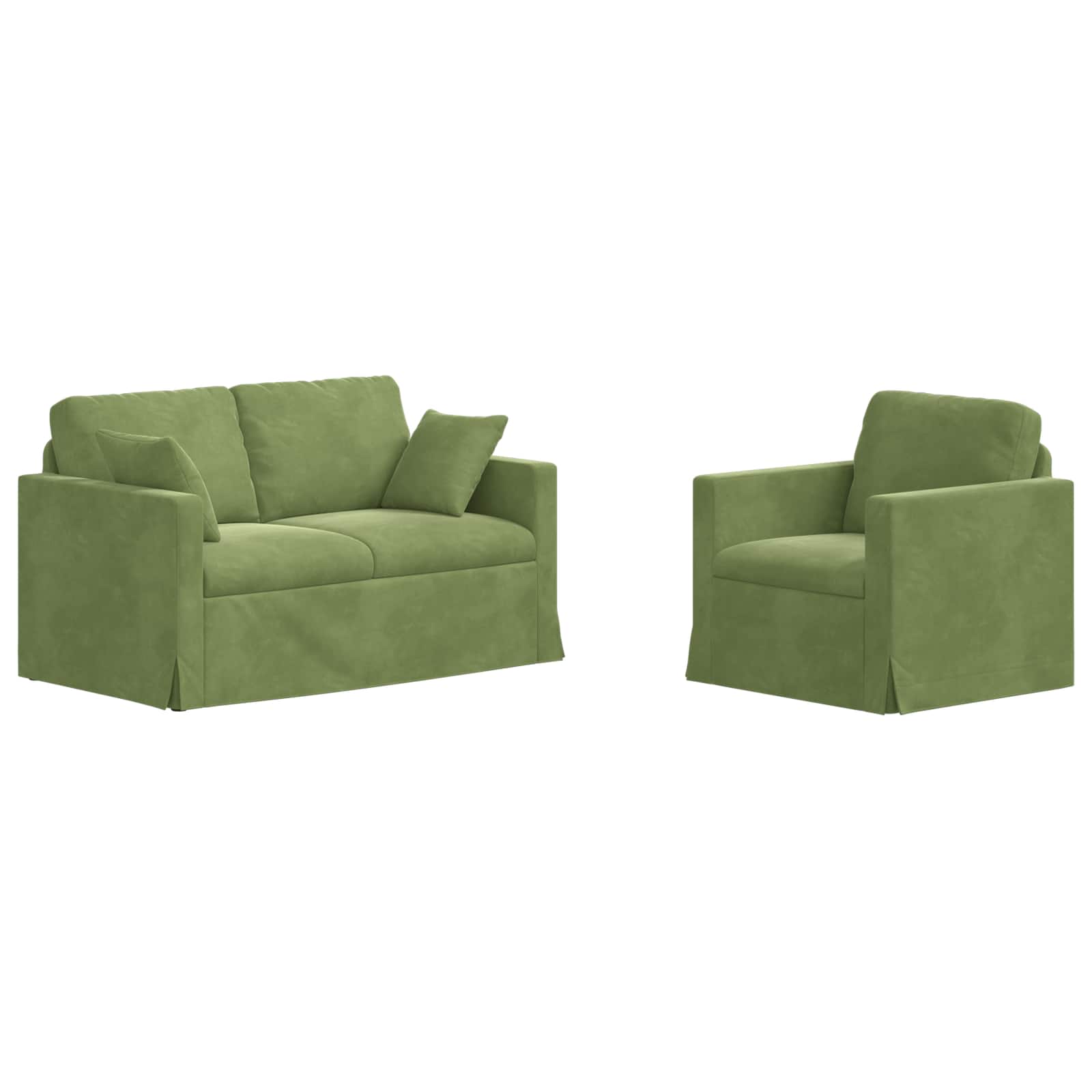 Thumbnail - vidaXL Sofa 2 pcs Hellgrün 138 x 78 x 80 cm Samt