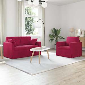 Set pohovek 2 pcs Víno Červené 138 x 78 x 80 cm samet - obrázek 1