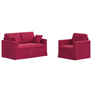 Set pohovek 2 pcs Víno Červené 138 x 78 x 80 cm samet - obrázek 2