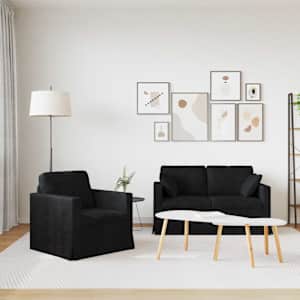 Set pohovek 2 pcs Černá 138 x 78 x 80 cm samet - obrázek 3