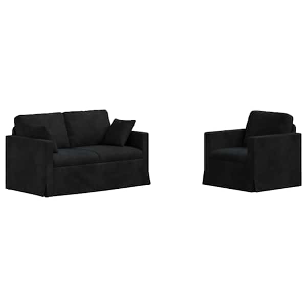 vidaXL Diivanikomplekt 2 tk Must Samet