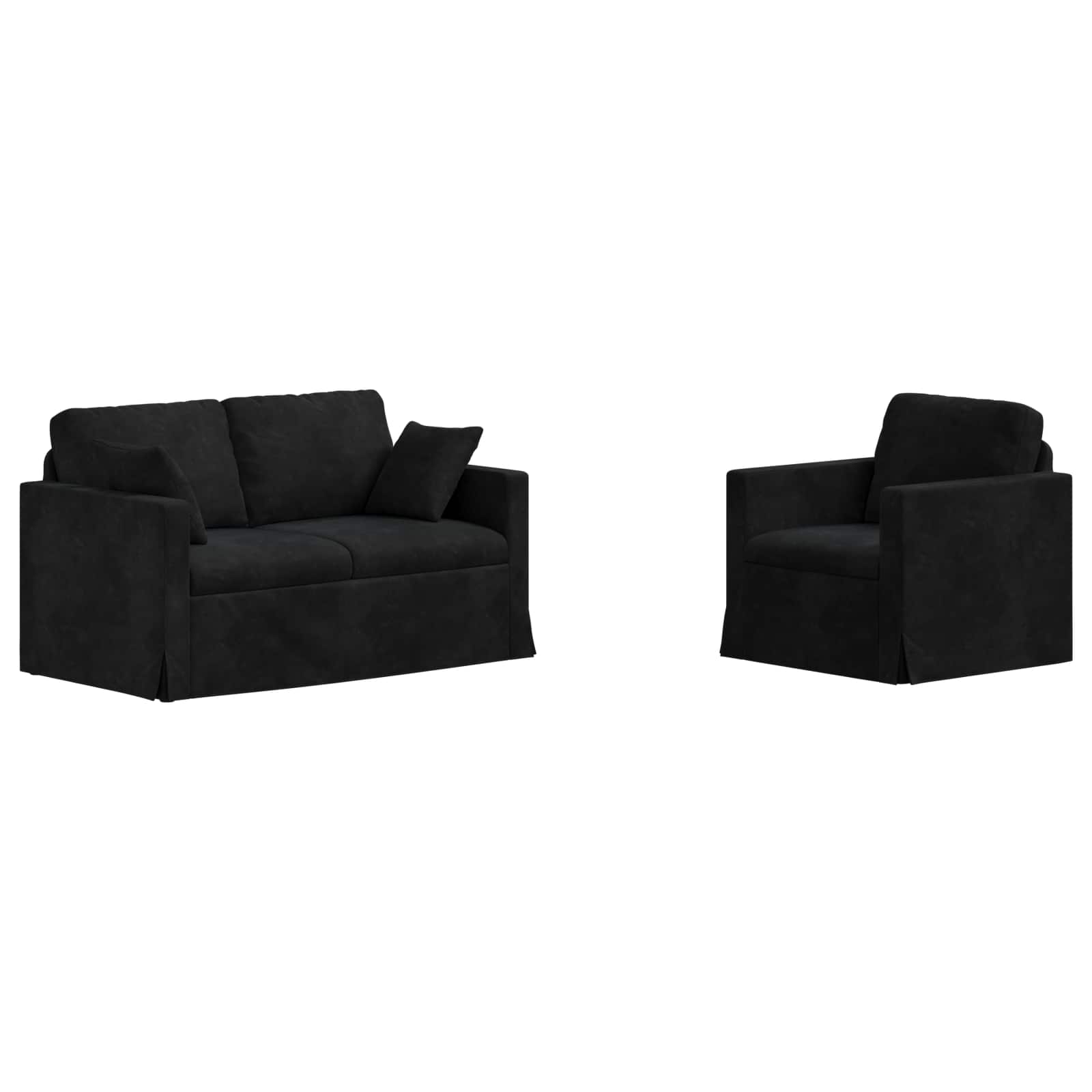 Thumbnail - vidaXL Sofa 2 pcs Schwarz 138 x 78 x 80 cm Samt