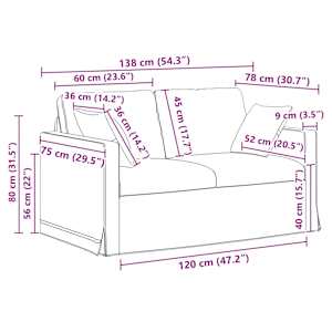Set pohovek 2 pcs Černá 138 x 78 x 80 cm samet - obrázek 10
