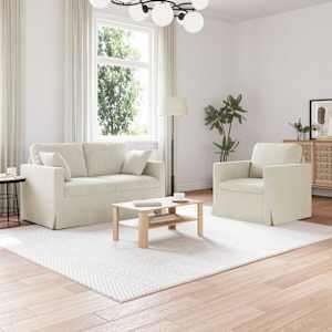 Set pohovek 2 pcs Krémová 138 x 78 x 80 cm samet - obrázek 1
