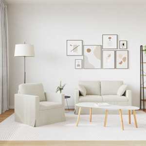 Set pohovek 2 pcs Krémová 138 x 78 x 80 cm samet - obrázek 3