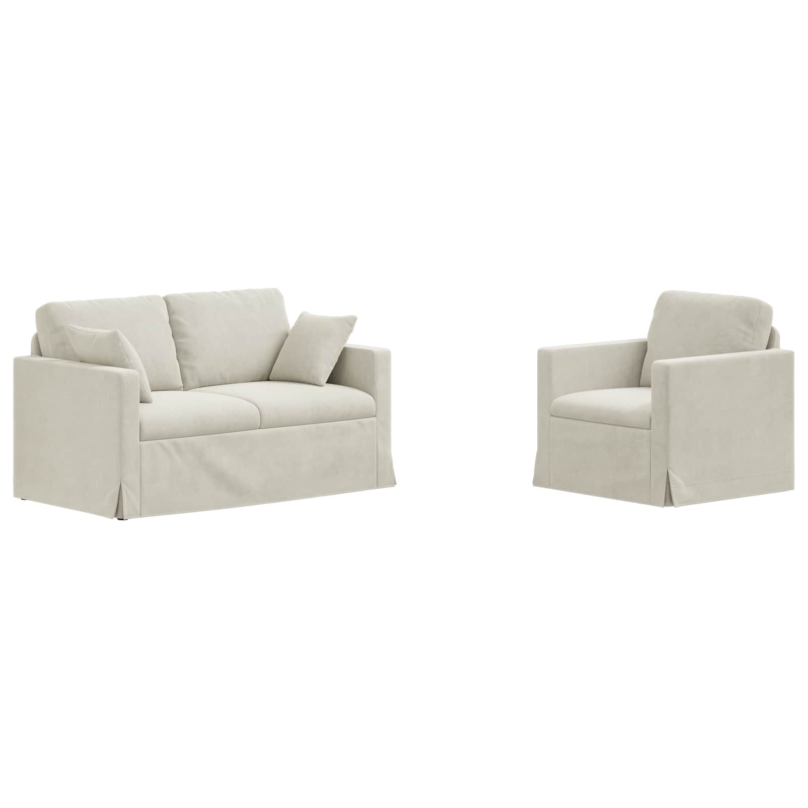 Set pohovek 2 pcs Krémová 138 x 78 x 80 cm samet - obrázek 2