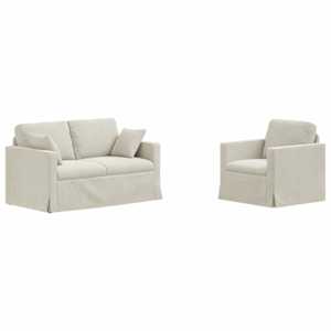 Set pohovek 2 pcs Krémová 138 x 78 x 80 cm samet - obrázek 2