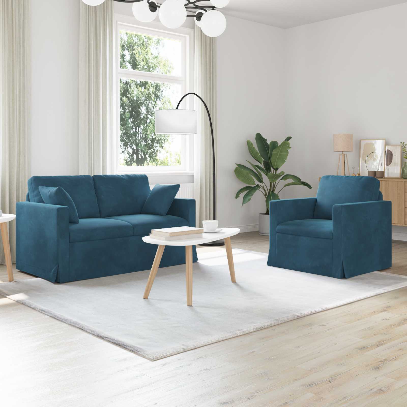 vidaXL Sofa 2 pcs Blau 138 x 78 x 80 cm Samt