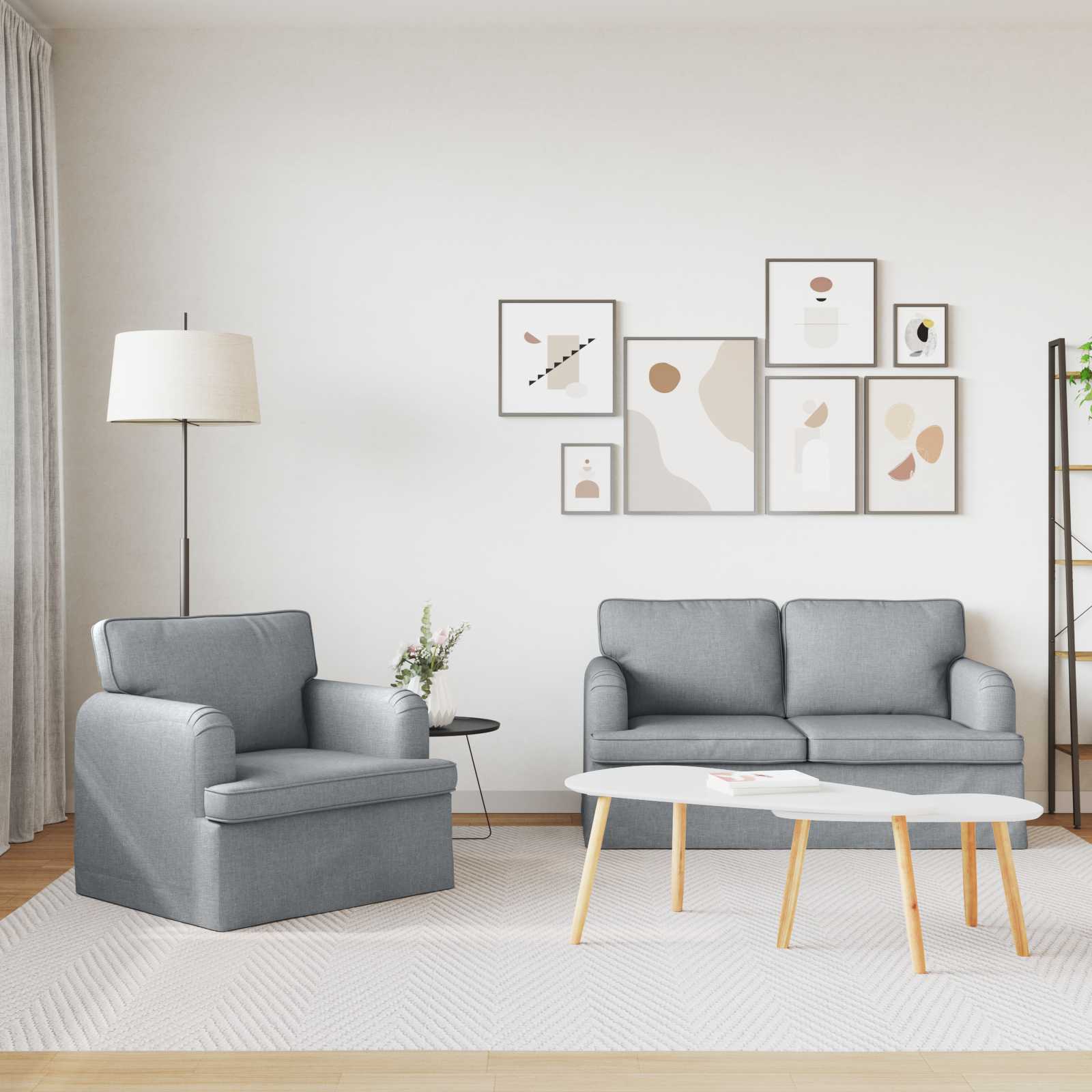 vidaXL Bank 2 pcs Lichtgrijs Metaal