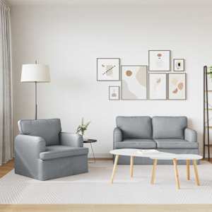 Set pohovek 2 pcs Světle šedá 144 x 80 x 85 cm textil - obrázek 3