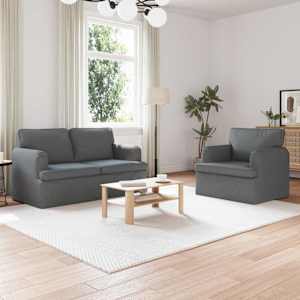 Set pohovek 2 pcs Tmavě šedá 144 x 80 x 85 cm textil - obrázek 1