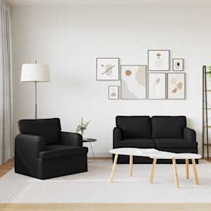 Set pohovek 2 pcs Černá 144 x 80 x 85 cm textil - obrázek 3