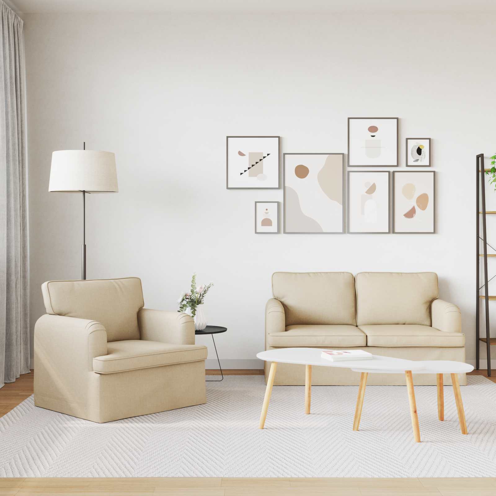 vidaXL Bank 2 pcs Cr&egrave;me Metaal