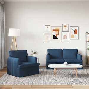 Set pohovek 2 pcs Modrá 144 x 80 x 85 cm textil - obrázek 3